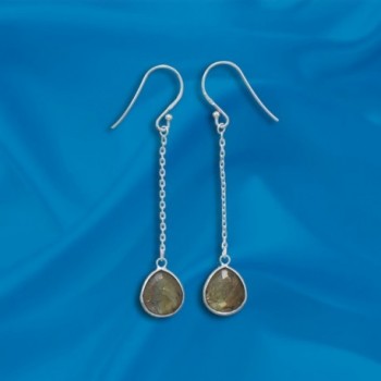 Labradorite Chain Sterling Silver Earrings