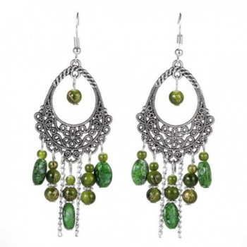 Women's Vintage Fashion Bohemian Long Drop Dangle Earrings - Style 4-Green - CX1887O7NDW