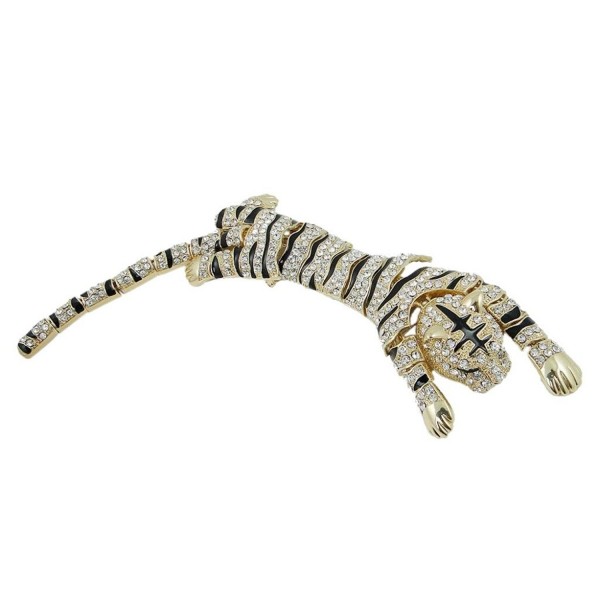 EVER FAITH Austrian Crystal Enamel 10 Inch Wildlife Predator Tiger Animal Brooch - Clear Gold-Tone - CE11FVVMJGX