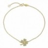 Bling Jewelry Gold Plated 925 Silver CZ Clover Shamrock Ankle Bracelet 9in - CL12NTOOUZ4