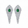 SELOVO Vintage Style Green Cubic Zirconia Stone Emerald Color Big Long Dangle Earrings - CV12I6WIAKV