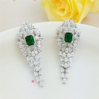 SELOVO Vintage Zirconia Emerald Earrings