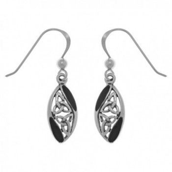 Jewelry Trends Sterling Silver Celtic Trinity Knot Dangle Earrings with Black Onyx - C711XLWA1NL