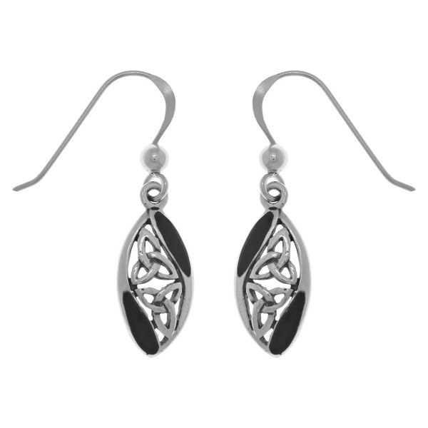 Jewelry Trends Sterling Silver Celtic Trinity Knot Dangle Earrings with Black Onyx - C711XLWA1NL