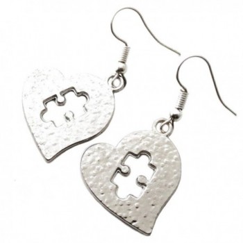 Silver Alloy Autism Heart Dangle Earrings - CR188TQWDX2