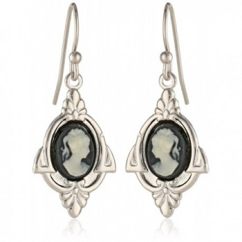 1928 Jewelry Embellish Vintage-Inspired Cameo Drop Earrings - CR115D7BEUR