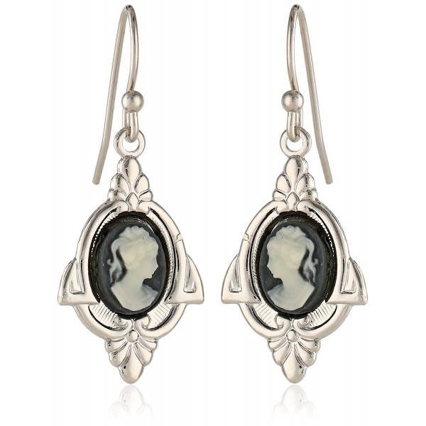 1928 Jewelry Embellish Vintage-Inspired Cameo Drop Earrings - CR115D7BEUR