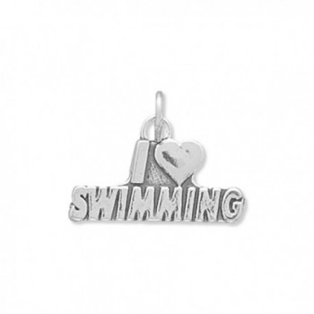 I Love Swimming Charm Sterling Silver - Made in the USA - CE113HQK1QJ