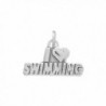 I Love Swimming Charm Sterling Silver - Made in the USA - CE113HQK1QJ