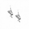 Antiqued Silver Nefertiti Egyptian Drop Earrings - C712E8UCZMF