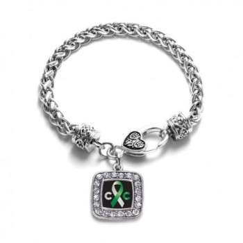 Cervical Cancer Awareness Classic Silver Plated Square Crystal Charm Bracelet - CZ11K6OBKO7