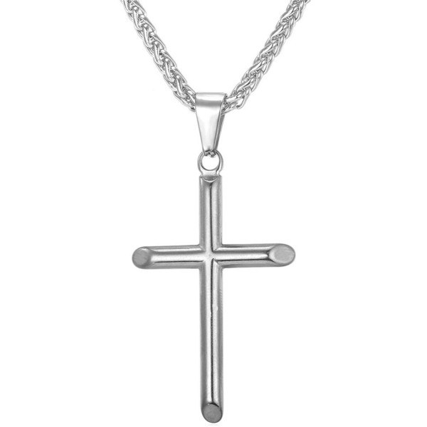 Simple Classic Pendant Necklace Stainless - Simple Cross-Silver - CE12D3N2K8H