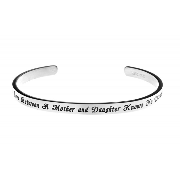 The Love Between A Mother and Daughter Knows No Distance Inspirational Messaged Cuff Bracelet Bangle - C512IRX0WB5