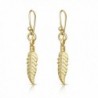 14K Yellow Gold Plated Sterling Silver Feather Design Drop Dangle Earrings - C0184ADGL63