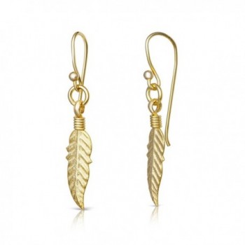 Yellow Plated Sterling Feather Earrings