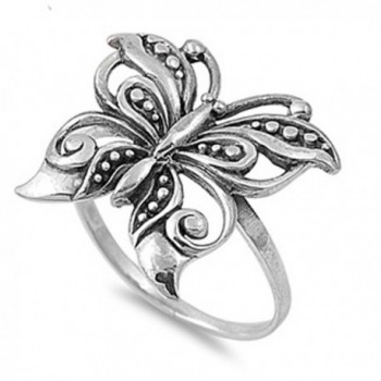 Antiqued Filigree Butterfly Boho Ring New .925 Sterling Silver Band Sizes 5-10 - CT187Z6MZCW