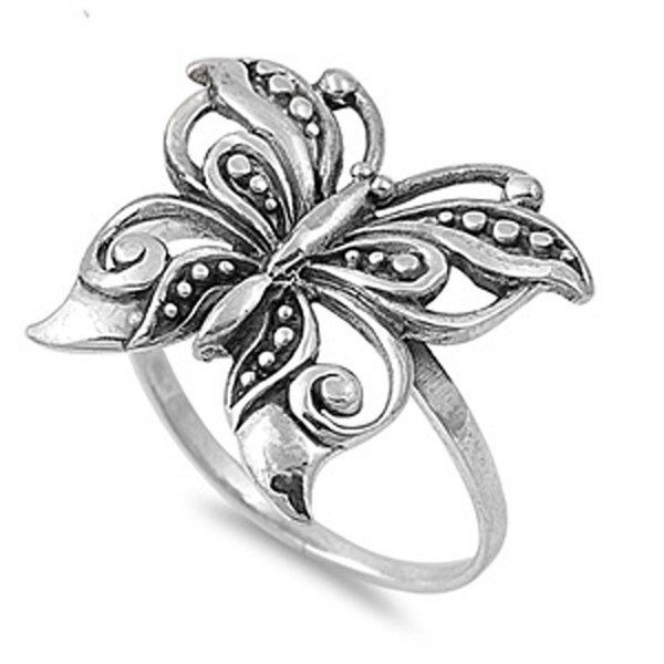 Antiqued Filigree Butterfly Boho Ring New .925 Sterling Silver Band Sizes 5-10 - CT187Z6MZCW