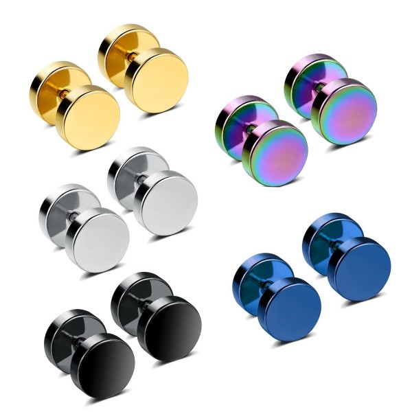 Bowisheet 3-5 Pairs Ear Tunnel 316L Stainless Steel Stud Earrings Womens Piercing Jewelry - 5 Pairs Set - CR186SSRCXR