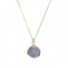 Fettero Women Dainty Handmade Wafer Pendant Necklace 14K Gold Fill Glass Crystal Oval Chain 17" - White Opal - CL184T5UYGU