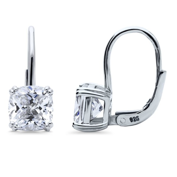BERRICLE Rhodium Plated Sterling Silver Cubic Zirconia CZ Solitaire Leverback Dangle Earrings - C9182S8CKIZ