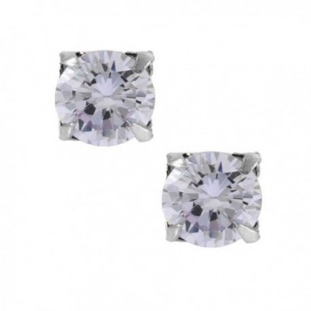 Lavender Round Cut Cubic Zirconia CZ Sterling Silver Magnetic Stud Earrings - C91170S2QTF