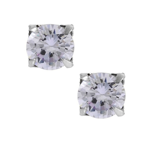 Lavender Round Cut Cubic Zirconia CZ Sterling Silver Magnetic Stud Earrings - C91170S2QTF