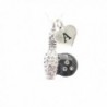 Custom Crystal Bowling Ball Pin Silver Chain Necklace Choose Initial Charm - CR12N1WP9TG