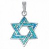 Lab Created Opal Star of David .925 Sterling Silver Pendant Blue or White - Lab Created Blue Opal - CA11AESF0X1