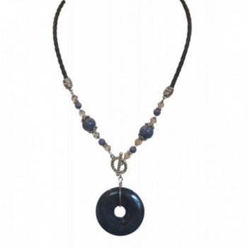 Unique Handmade Jewelry Crystal Blue Donut Pendant Necklace - C411ZKSJCHV