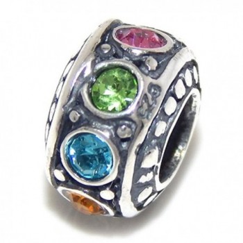 Solid 925 Sterling Silver "Multicolor Crystal Ronelle Spacer" Charm Bead - CG12NVDLZR8