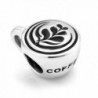 925 Sterling Silver Latte art Coffee Cup Bead Charm Fit Major Brand Bracelet - Heart Leaf - CG11DM5NAAH