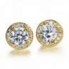 Dog Brother 18k Gold Plated Cubic Zirconia Halo Round Diamond Stud Earrings-3 Styles 8mm - C917AZMROG5