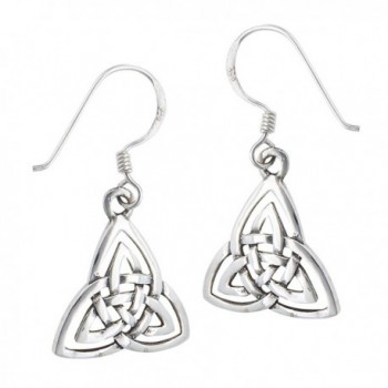 .925 Sterling Silver Trinity Celtic Knot French Wire Dangle Earrings - C811JHKC5O5