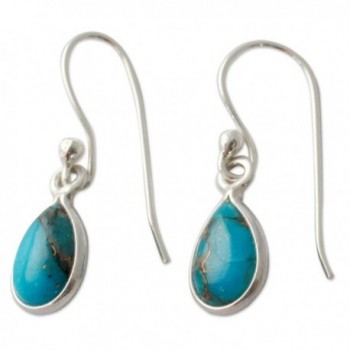 NOVICA Reconstituted Turquoise .925 Sterling Silver Dangle Earrings- 'Beautiful Blue Goddess' - CW127TIY5PD