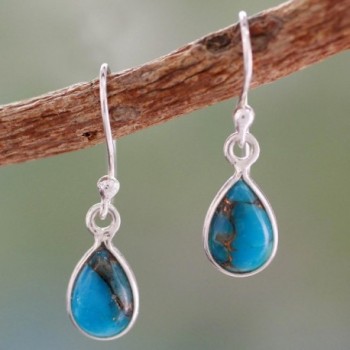 NOVICA Reconstituted Turquoise Sterling Beautiful in Women's Drop & Dangle Earrings