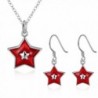 Silver Enamel Necklace and Earring Jewelry Set for Women Christmas Gift Charm Pendant - CX18786W5Z9