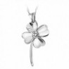 Chaomingzhen Sterling Silver Cubic Zirconia Heart Shaped Four Leaf Clover Pendant Necklace for Women - CD11B0CO569