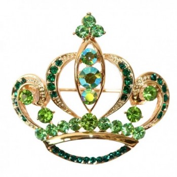 Navachi 18k Gold Plated Green Crystal Royal Crown Az7321b Brooch Pin - CG11VFTK5QL