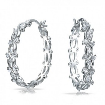 Bling Jewelry Clear CZ Bridal Infinity Hoop Earrings Rhodium Plated Brass - C311CZFRP6H