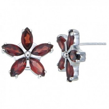 Sterling Silver Garnet Flower Earrings (1.20 CT) - CO11PLYR73P