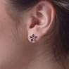 Sterling Silver Garnet Flower Earrings in Women's Stud Earrings