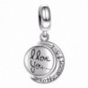 I Love You To The Moon And Back 925 Sterling Silver Double Dangle Charm for European Bracelets - C0186DIT6N8