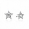 Lucky Star Rhodium Plated Sterling Silver Cubic Zirconia CZ Stud Earrings "It's a circle" gift - C7187WX324I