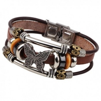 LNKRE JEWELRY Charms Triple Strand Bali Beads Leather Pendants Bracelets - C212L5HZ8ZF