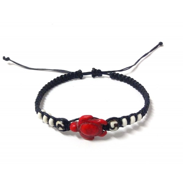 Turtle Hemp Bracelet - Hawaiian Sea Turtle Bracelet - Black Hemp Bracelet - Handmade Bracelet - Red - C912DUQSI7T