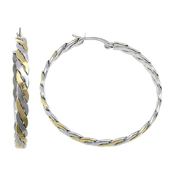 1 3/4" Stainless Steel Hoop Earrings Twisted Silver & Gold Plated 160227102700 - CZ12NUBHRC7