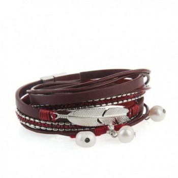 Genuine Leather Bracelet Pendant JOYMIAO - Red - CP1843QZKAT