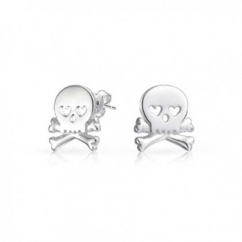 Bling Jewelry Goth Punk Rock Skull Crossbones Stud earrings 925 Sterling Silver 95mm - C011KEN807P