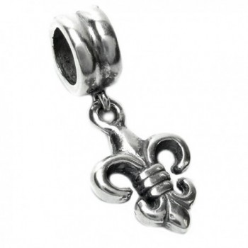 Sterling Silver Fleur-de-lis Dangle European-style Bead Charm - CI116K3GDBD