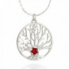 TREE of LIFE Charm Sterling Silver Pendant Necklace & Red Swarovski- Beautiful Jewelry Gift for Women - CP12O53XSUP